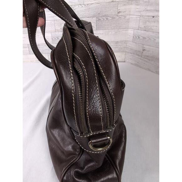 COLE HAAN Dark Brown Leather Large Multi Compartment Portfolio Carry All Man Bag - Picture 13 of 16